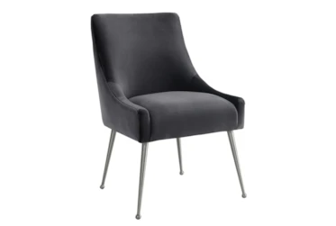 Trix Grey Velvet Dining Chair With Silver Leg