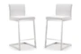 Amy White Stainless Steel Counter Stool Set Of 2 - Detail