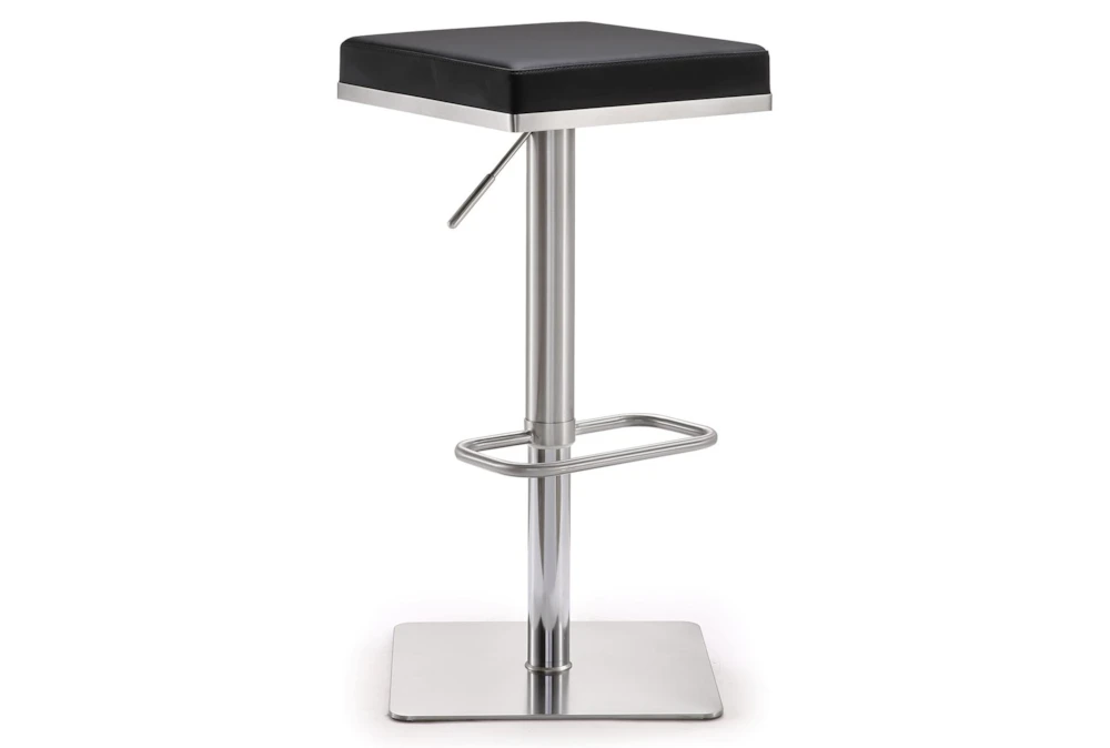 Barry Black Faux Leather Stainless Steel Adjustable Barstool