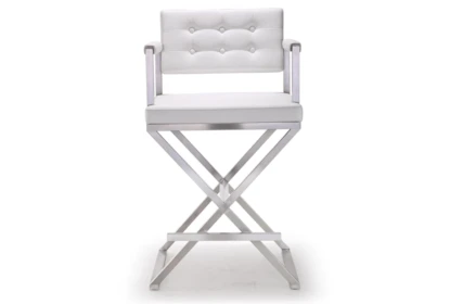Director White Stainless Steel Counter Stool - Front