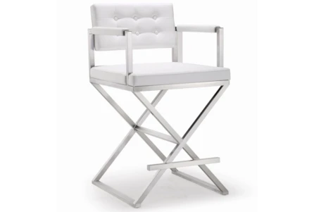 Director White Stainless Steel Counter Stool