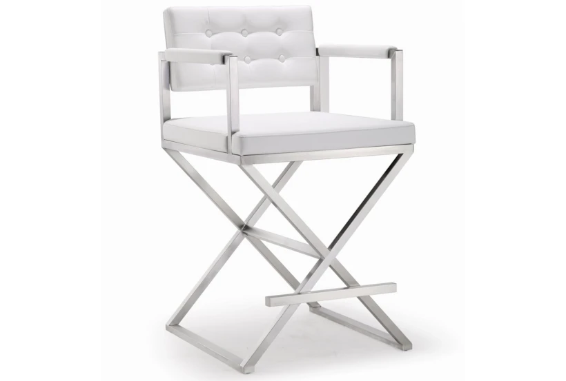 Director White Stainless Steel Counter Stool - 360