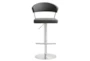 Cam Grey Faux Leather Stainless Steel Adjustable Barstool - Front