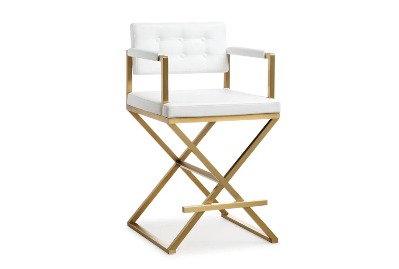 Director White Gold Steel Counter Stool - 360