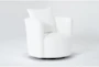 Edge White Chenille 37" Swivel Accent Chair - Side
