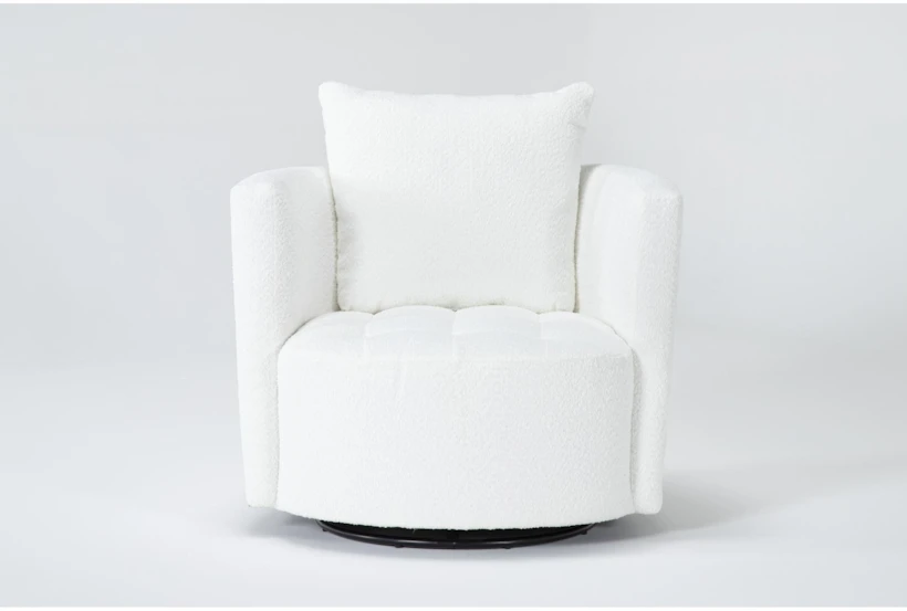 Edge White Chenille 37" Swivel Accent Chair - 360