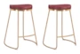 Brie Burgundy & Gold Counter Stool Set of 2 - Signature