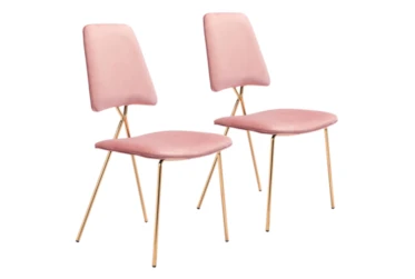 Pink & Gold X Back Frame Dining Chair Set of 2
