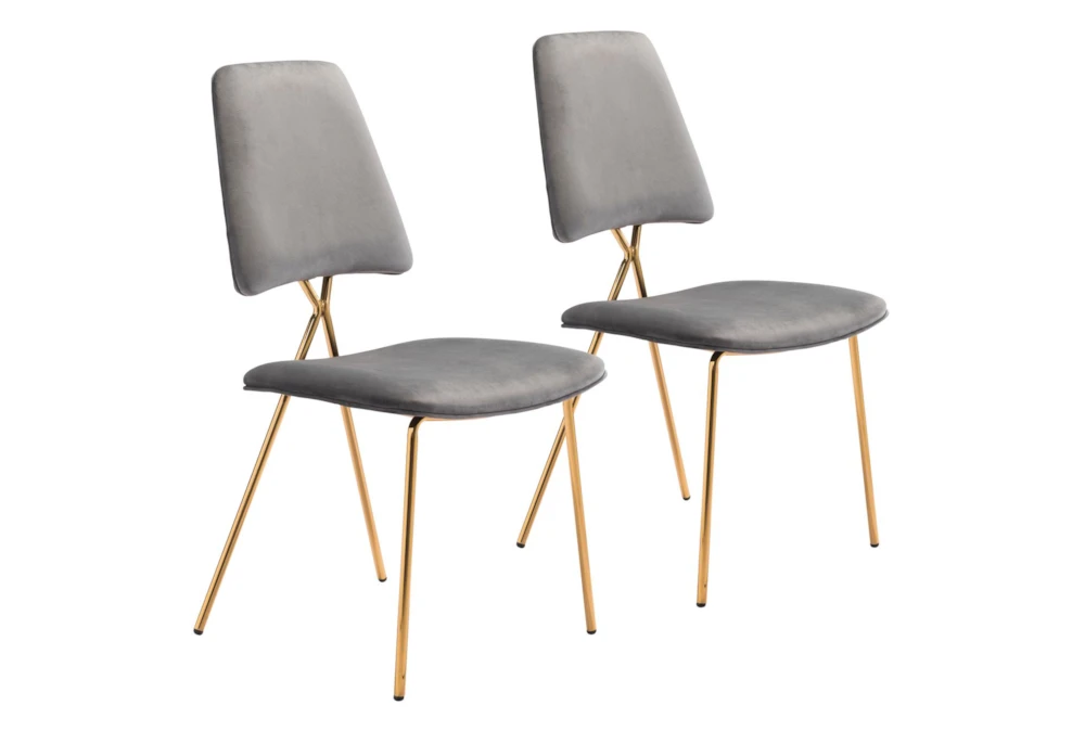 Grey & Gold Contract Grade X Back Frame Dining Chair Set Of 2