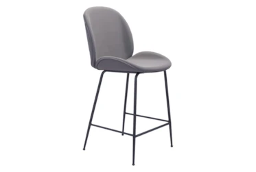 Grey Scooped Counter Stool
