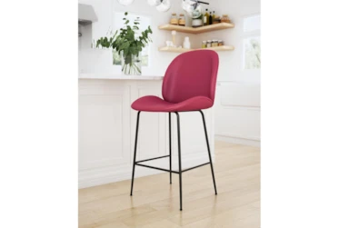 Red Scooped Counter Stool