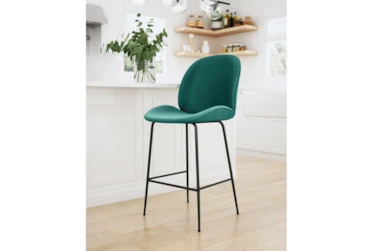 Green Scooped Counter Stool