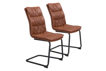 Industrial Brown Dining Chair Set of 2