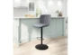 Grey Contract Grade Upholstered Adjustable Swivel Bar Stool With Back - Room