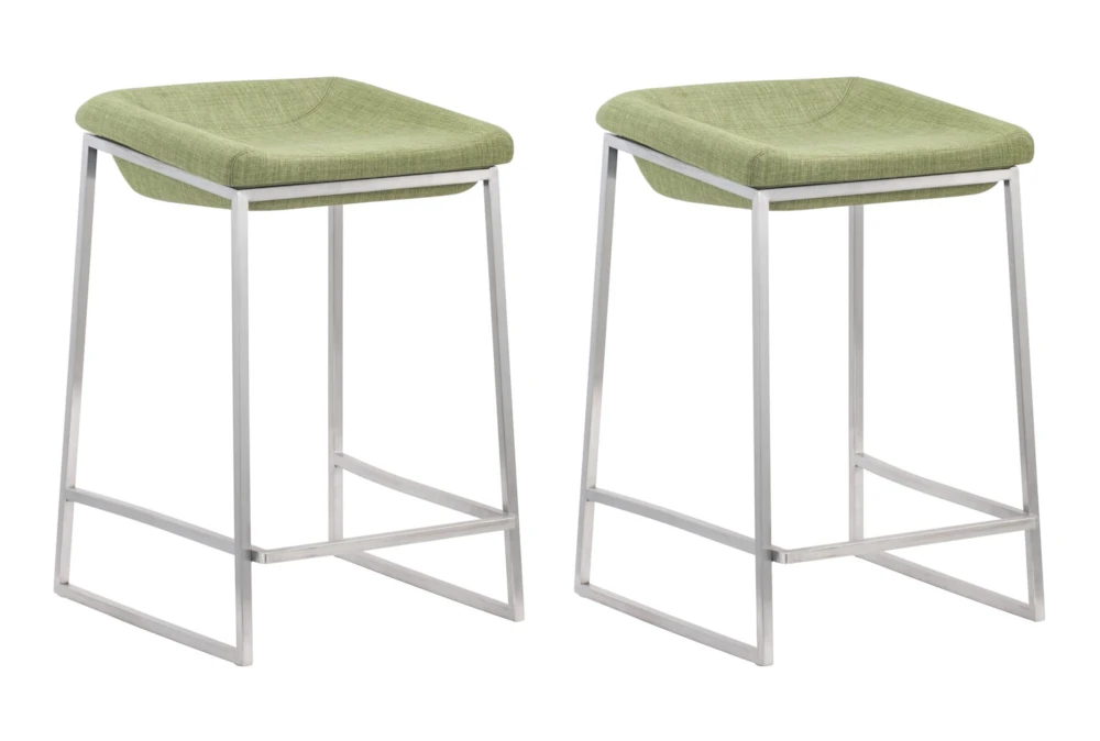Green Contract Grade Modern Backless Counter Stool Set of 2