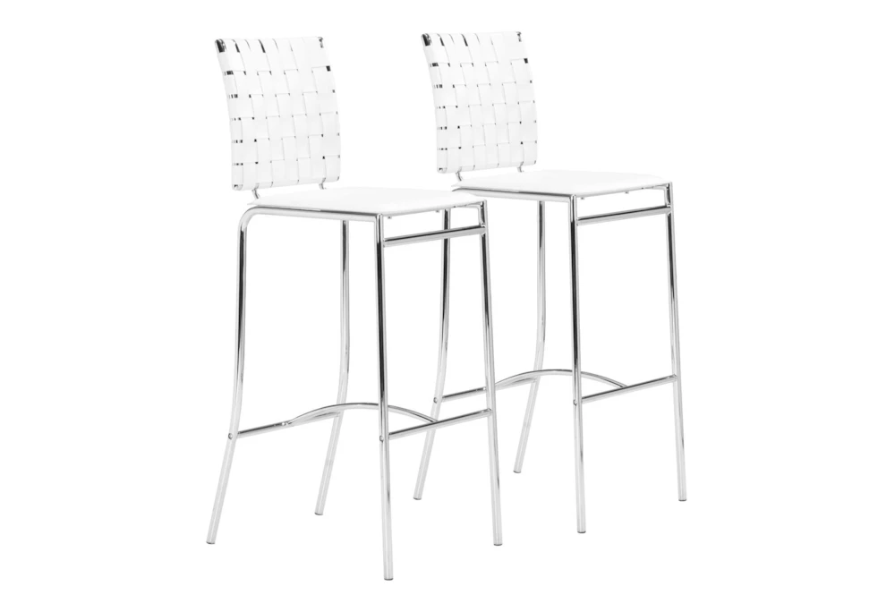 Woven White Contract Grade Bar Stool With Back Set Of 2