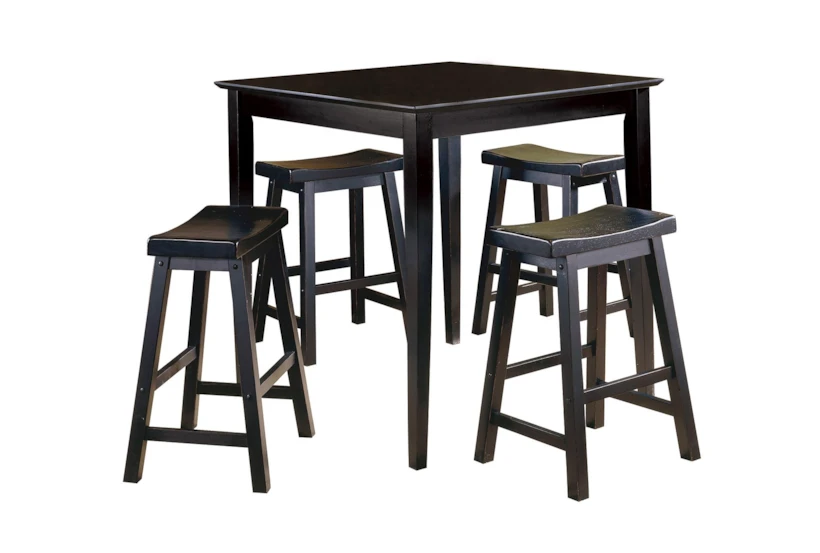 Marcel Black 36" Kitchen Counter With Stool Set For 4 - 360