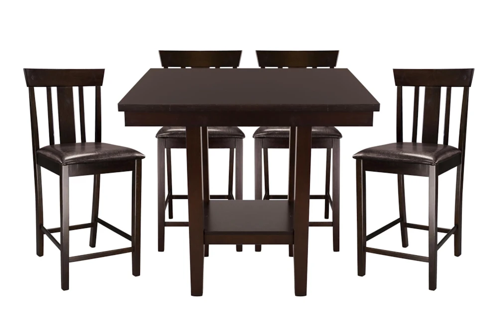 Sedley Espresso 40" Kitchen Counter With Stool Set For 4