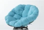 Soleil Blue Swivel Papasan Chair With Dark Grey Wicker Frame - Detail