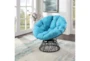 Soleil Blue Swivel Papasan Chair with Dark Grey Wicker Frame - Room