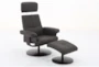 Bern Brown Faux Leather Reclining Swivel Arm Chair And Ottoman - Detail