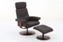 Bern Brown Faux Leather Reclining Swivel Arm Chair And Ottoman - Signature