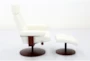 Bern White Faux Leather Reclining Swivel Arm Chair And Ottoman - Side