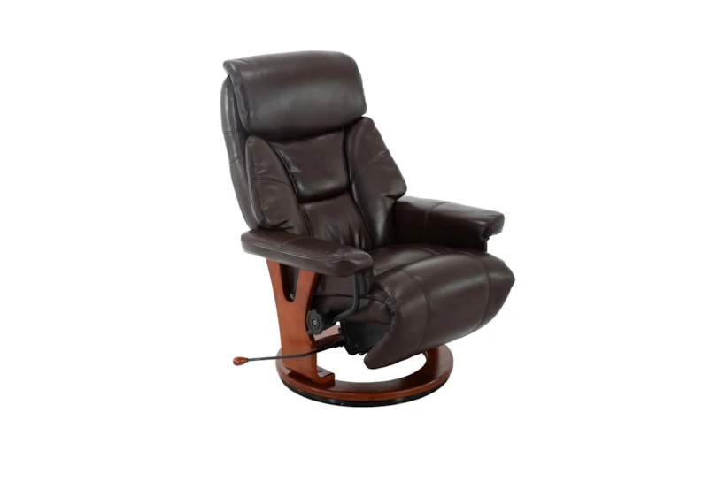 Nigel Brown Faux Leather Swivel Recliner with Adjustable Headrest - 360