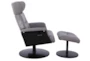 Algot Grey Faux Leather Reclining Swivel Arm Chair And Ottoman - Side
