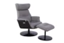 Algot Grey Faux Leather Reclining Swivel Arm Chair And Ottoman - Signature