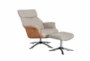 Ingram Cobblestone Faux Leather Reclining Swivel Arm Chair And Ottoman - Detail