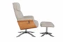 Ingram Cobblestone Faux Leather Reclining Swivel Arm Chair And Ottoman - Side