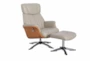 Ingram Cobblestone Faux Leather Reclining Swivel Arm Chair And Ottoman - Signature
