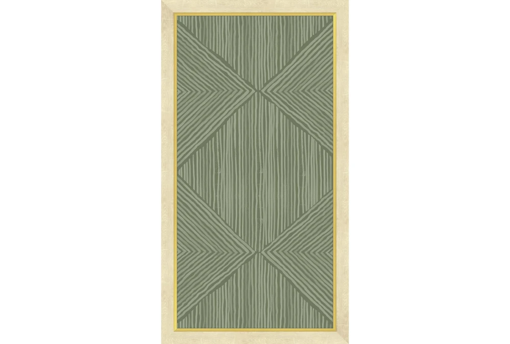 20X40 Organic Geometric Moss Green With Washed White Frame