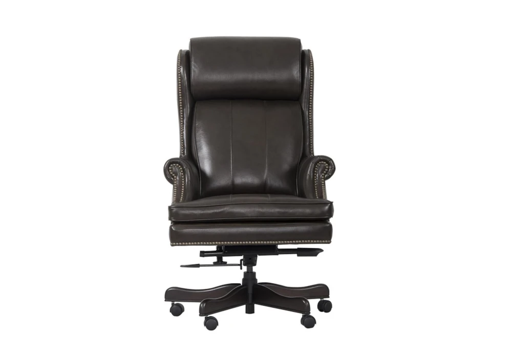 Lowry Brown Leather Rolling Office Desk Chair