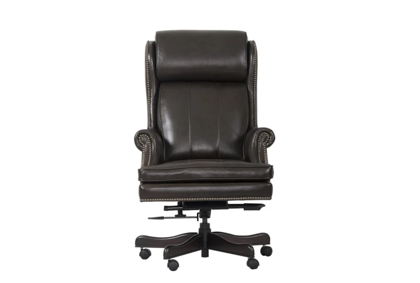 Lowry Brown Leather Rolling Office Desk Chair - 360