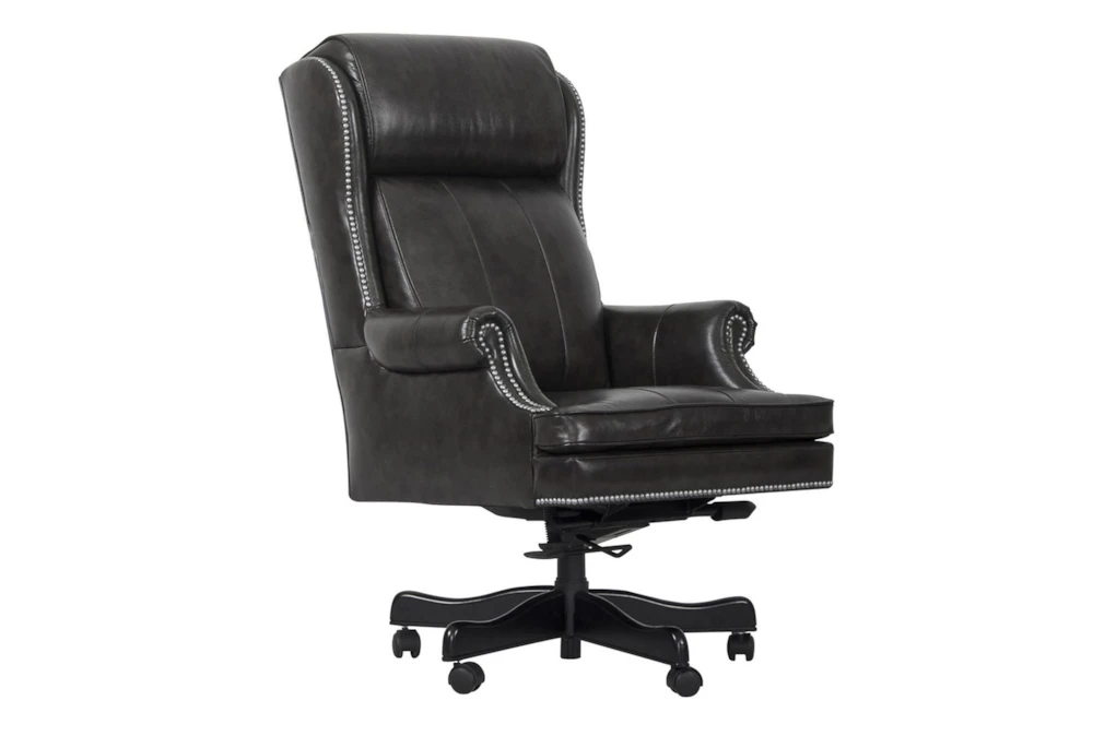Richland Black Leather Rolling Office Desk Chair