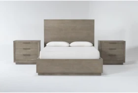 Pierce Natural Queen Panel 3 Piece Bedroom Set With 2 3-Drawer Nightstands