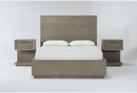 Pierce Natural Queen Storage 3 Piece Bedroom Set With 2 1-Drawer Nightstands