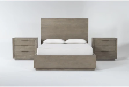 Pierce Natural Queen Storage 3 Piece Bedroom Set With 2 3-Drawer Nightstands