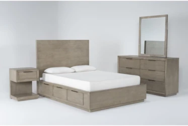 Pierce Natural Queen Storage 4 Piece Bedroom Set With 1-Drawer Nightstand