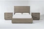 Pierce Natural King Storage 3 Piece Bedroom Set With 2 3-Drawer Nightstands - Signature