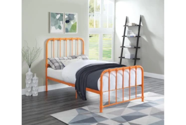 Simone Orange Twin Metal Platform Bed