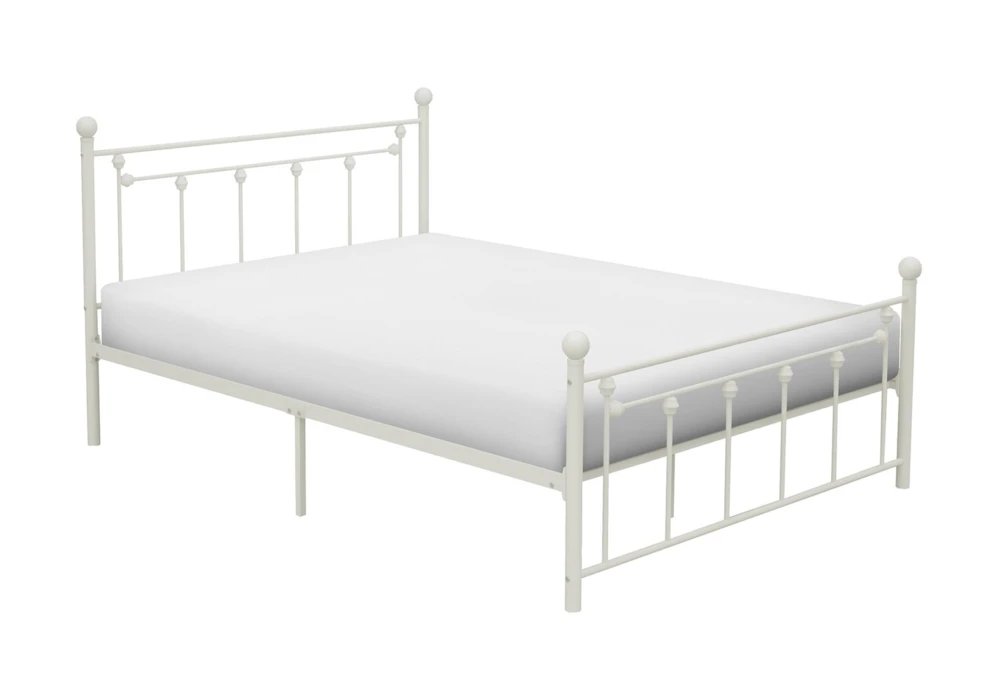 Lorenzi White Full Metal Platform Bed