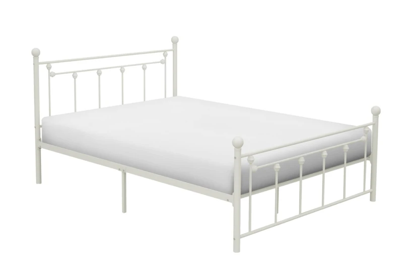 Lorenzi White Full Metal Platform Bed - 360