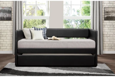 Woodwell Black Leather Twin Daybed With Trundle