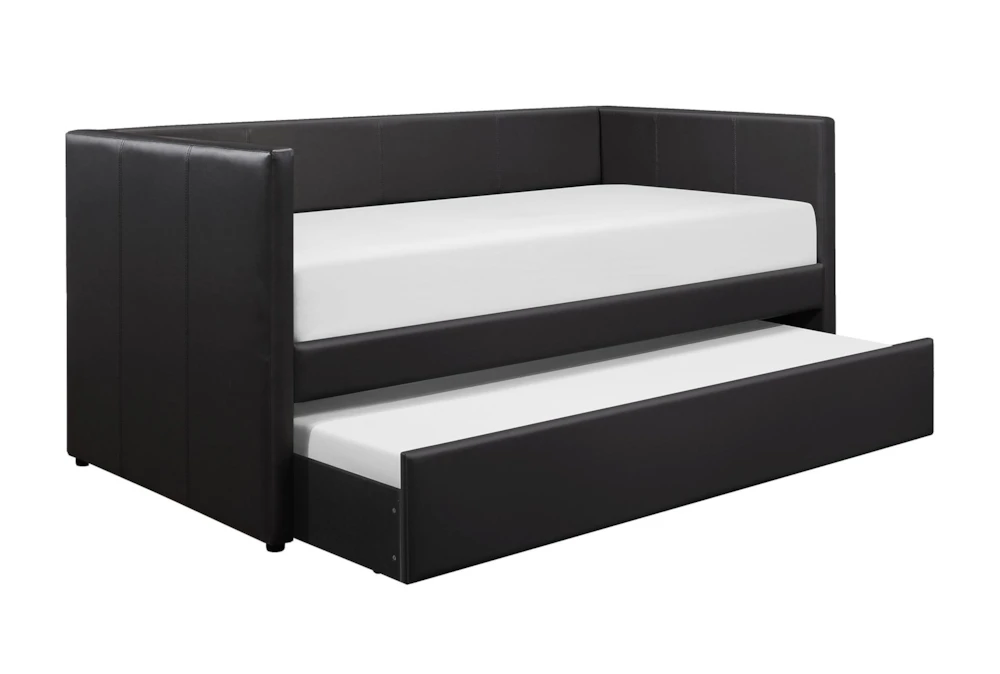 Woodwell Black Leather Twin Daybed With Trundle