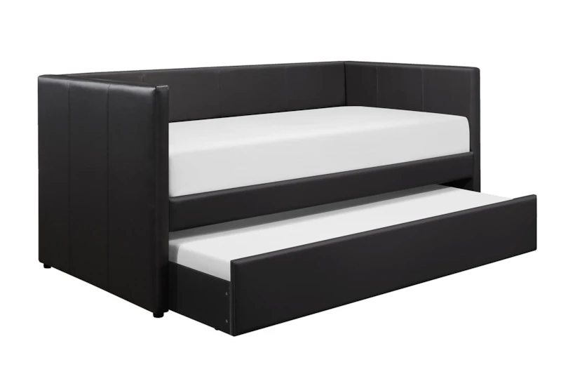 Woodwell Black Leather Twin Daybed With Trundle - 360