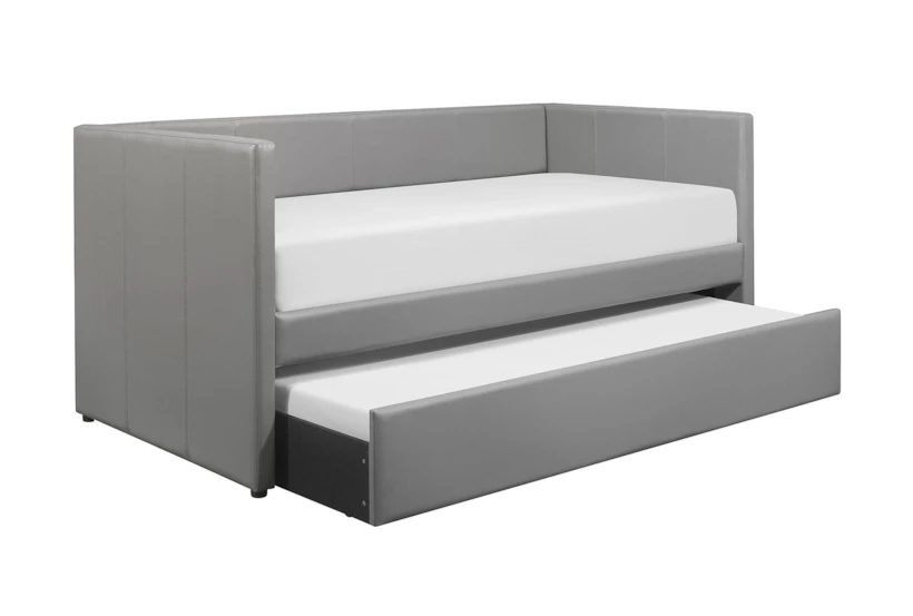 Woodwell Grey Leather Twin Daybed With Trundle | Living Spaces