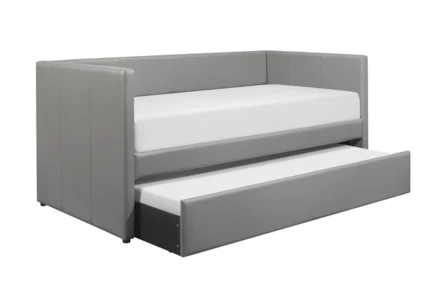 Woodwell Grey Leather Twin Daybed With Trundle